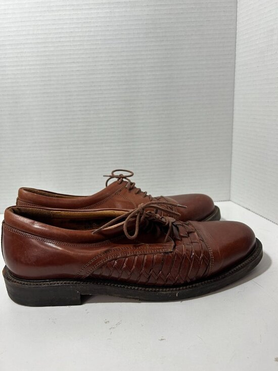 Johnston Murphy Dress Shoes Oxford Brown Men Size 9.5 leather upper M Italy main image 9